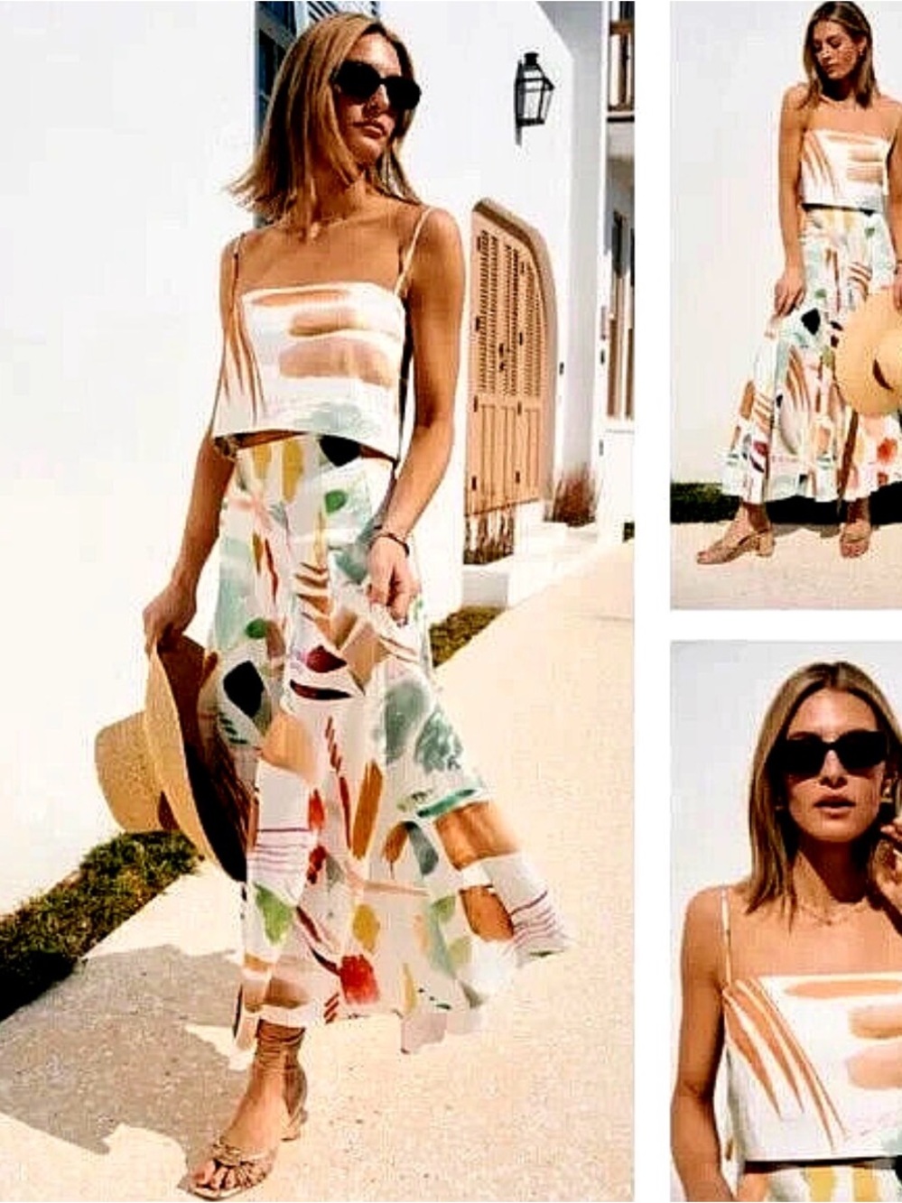 Antonio Melani x M.G. Style 2 Piece Abstract Print Skirt & Crop Top Set Size 8